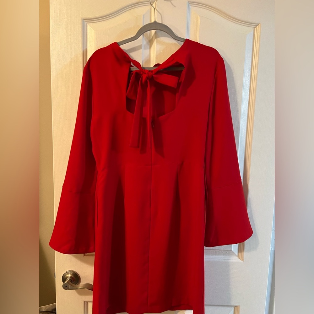 Banana Republic Stunning Red Back-tie Dress with bell sleeves - Picture 11 of 11